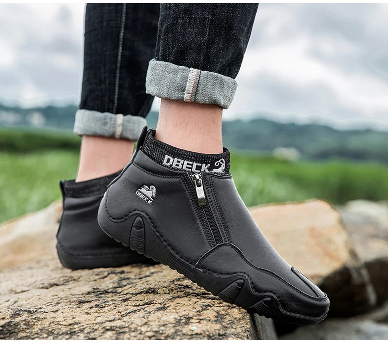 New Men Casual Shoes Leather Male High Top Sneakers Designer Fashion Loafers Lace Up Socks Shoes Men Ankle Boots ﻿