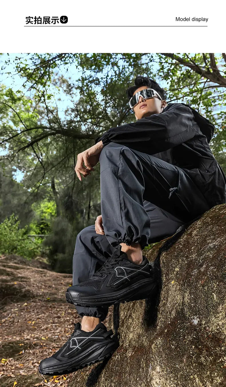 Casual Sneakers Men Comfortable Breathable Soft Flat Low-top Casual Shoes Men Anti-slip Lace-up Outdoor Hiking Shoes Men