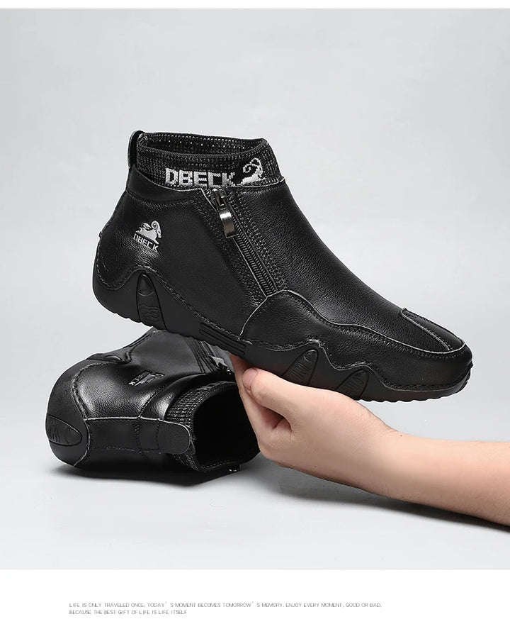 New Men Casual Shoes Leather Male High Top Sneakers Designer Fashion Loafers Lace Up Socks Shoes Men Ankle Boots ﻿