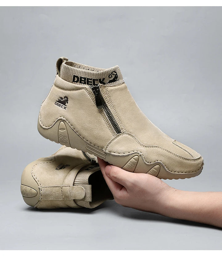 New Men Casual Shoes Leather Male High Top Sneakers Designer Fashion Loafers Lace Up Socks Shoes Men Ankle Boots ﻿