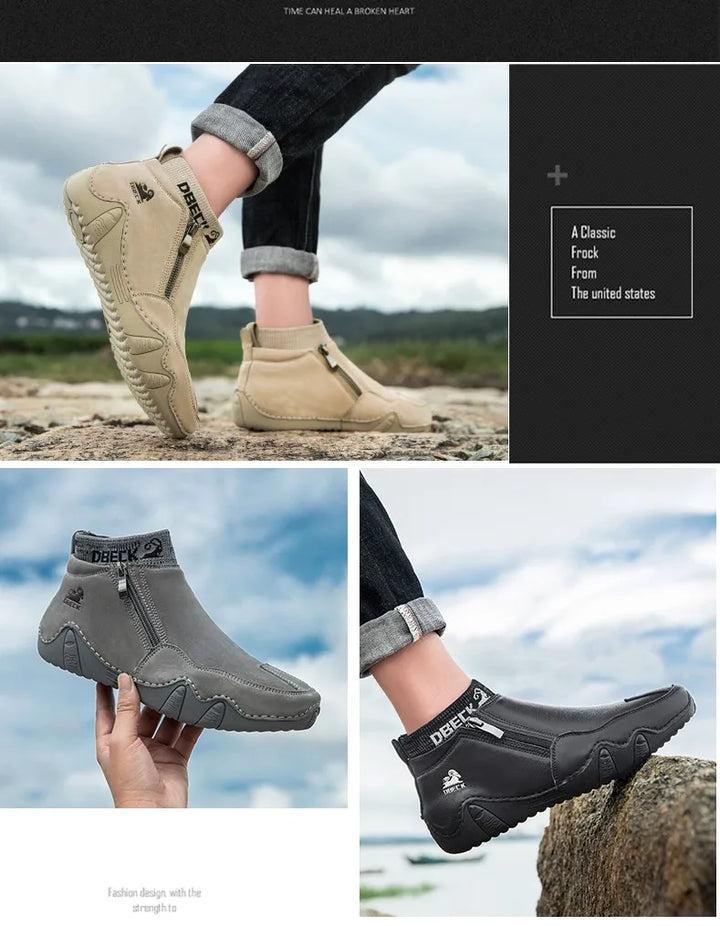 New Men Casual Shoes Leather Male High Top Sneakers Designer Fashion Loafers Lace Up Socks Shoes Men Ankle Boots ﻿