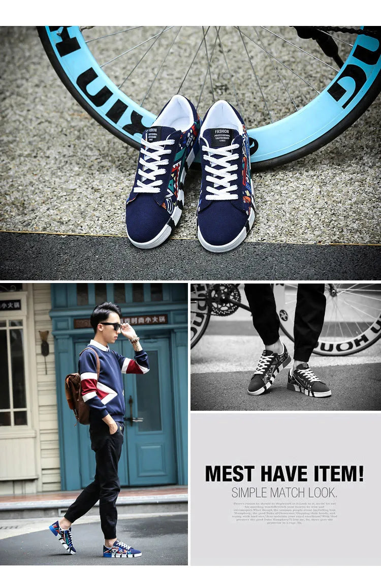New Men Canvas Shoes Casual Flats Shoes 2024 Summer Fashion Comfortable Man Sneakers Non Slip Breathable Skateboard Shoes
