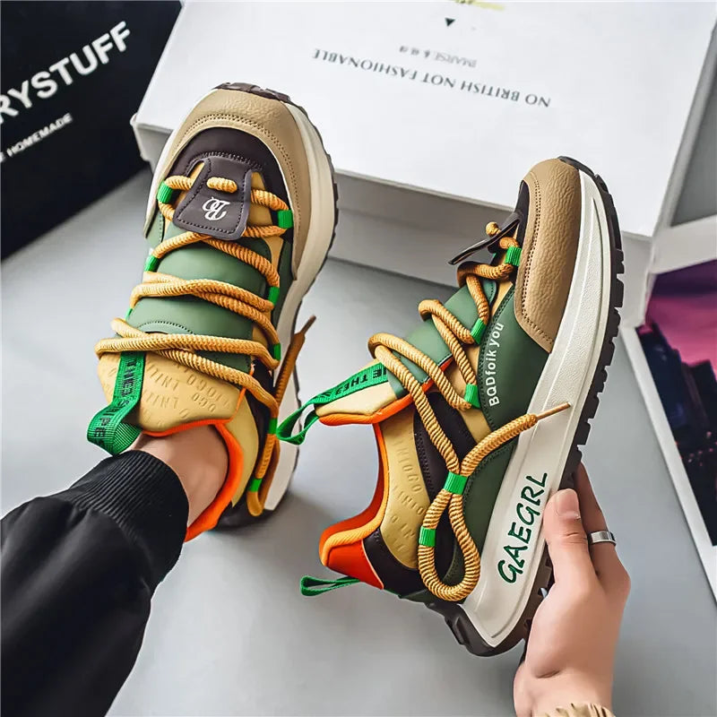 Men's fashion sports casual shoes breathable four seasons soft soled comfortable outdoor running shoes student lace up sneakers