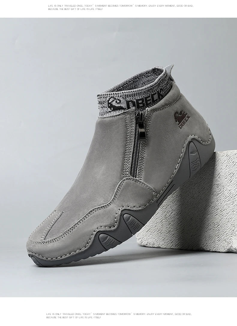 New Men Casual Shoes Leather Male High Top Sneakers Designer Fashion Loafers Lace Up Socks Shoes Men Ankle Boots ﻿