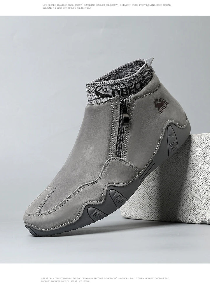 New Men Casual Shoes Leather Male High Top Sneakers Designer Fashion Loafers Lace Up Socks Shoes Men Ankle Boots ﻿