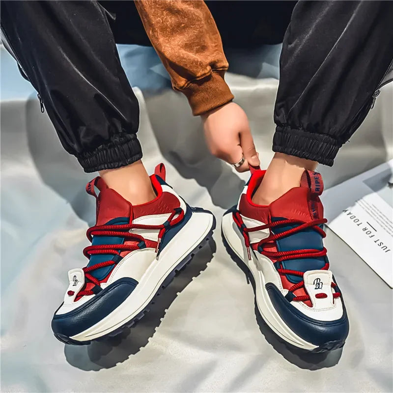 Men's fashion sports casual shoes breathable four seasons soft soled comfortable outdoor running shoes student lace up sneakers