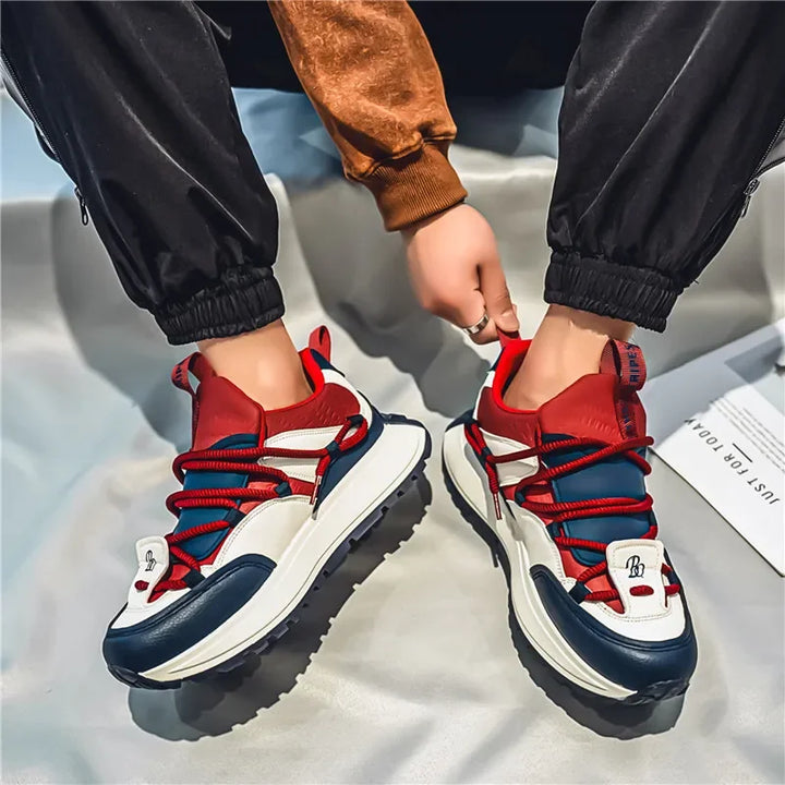 Men's fashion sports casual shoes breathable four seasons soft soled comfortable outdoor running shoes student lace up sneakers