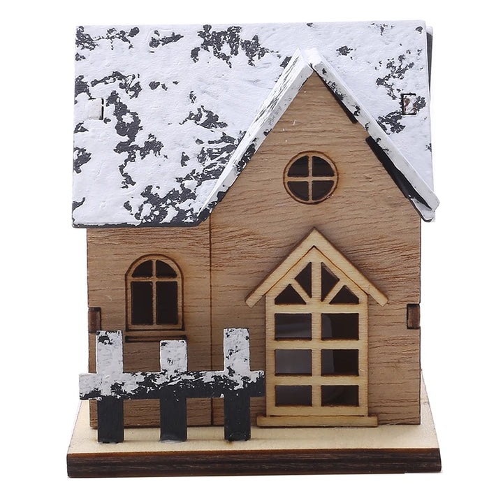 Christmas Home Decoration LED Luminous Wooden House Small House Xmas Tree Desktop Decoration Happy New Year Give Gifts Friends