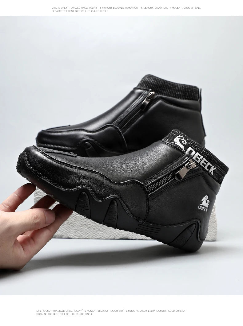 New Men Casual Shoes Leather Male High Top Sneakers Designer Fashion Loafers Lace Up Socks Shoes Men Ankle Boots ﻿