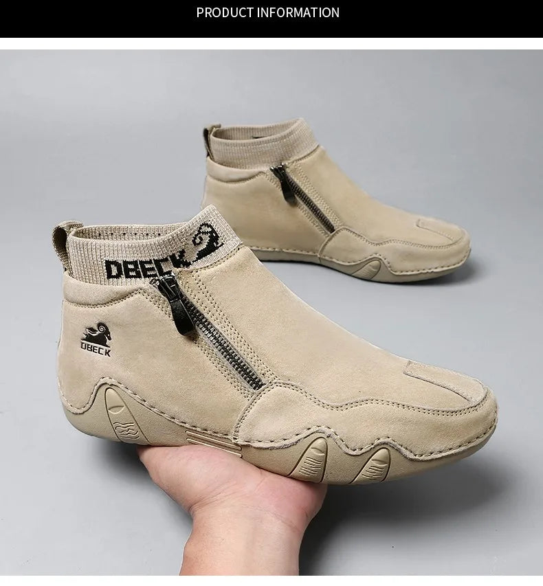 New Men Casual Shoes Leather Male High Top Sneakers Designer Fashion Loafers Lace Up Socks Shoes Men Ankle Boots ﻿