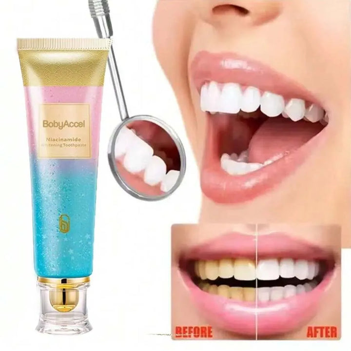 Niacinamide Intensive Whitening Toothpaste With Natural Gentle Care Deep Stain Removal Clean Peach Flavor, Improves Gum Health, Fresh Breath
